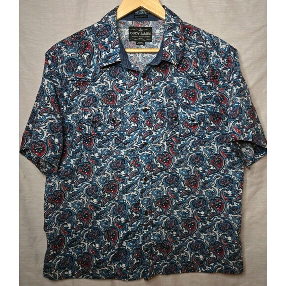 Cody James Other - Cody James Pearl Snap Shirt Patriot Paisley Floral Western Regular Fit Teen Lg